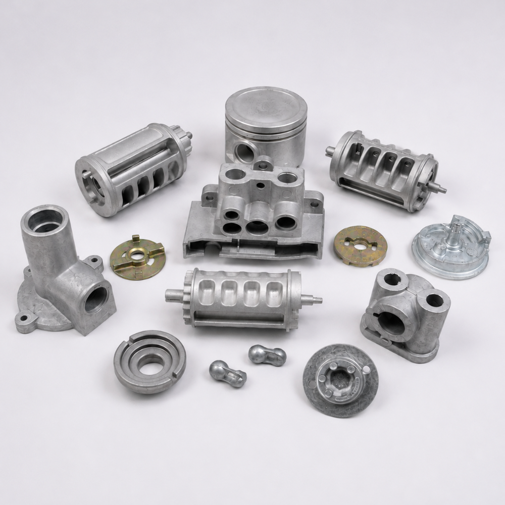Aluminium die-cast pistons, sleeves and hubs