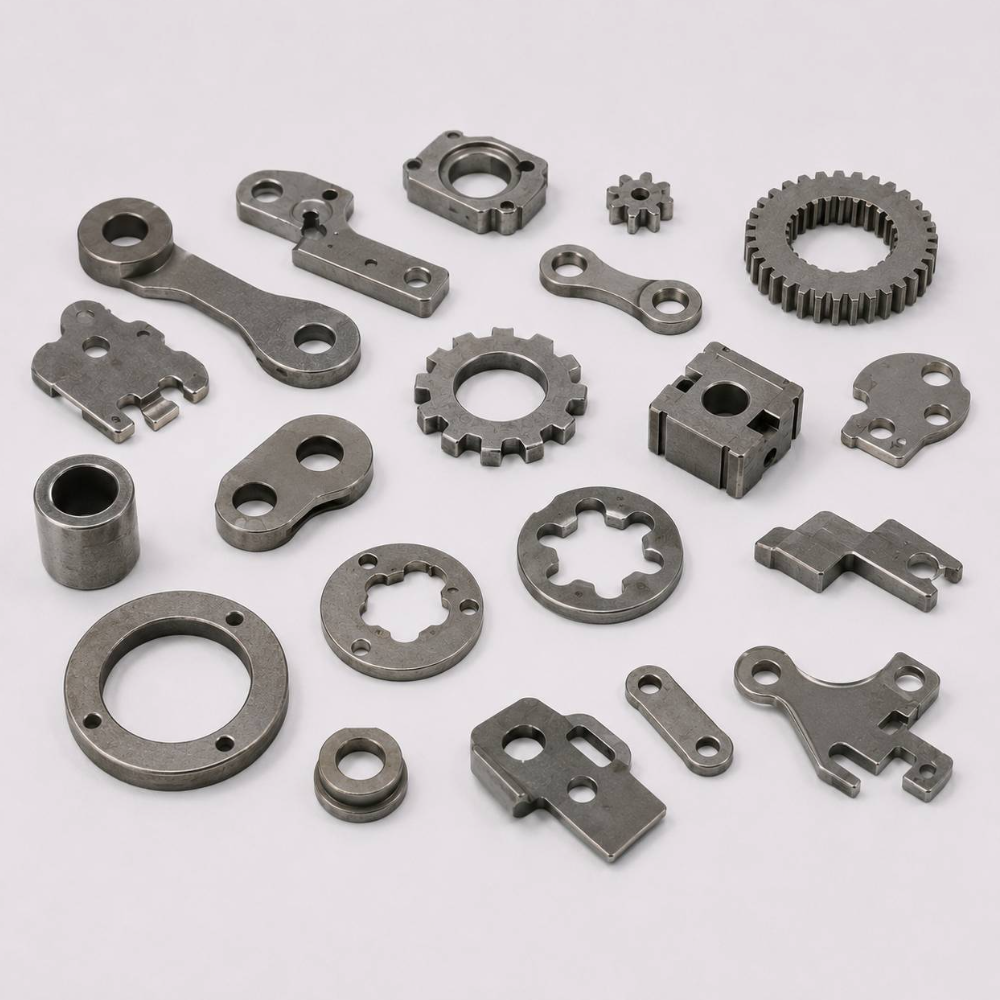 Fine-blanked sheet-metal brackets and housings
