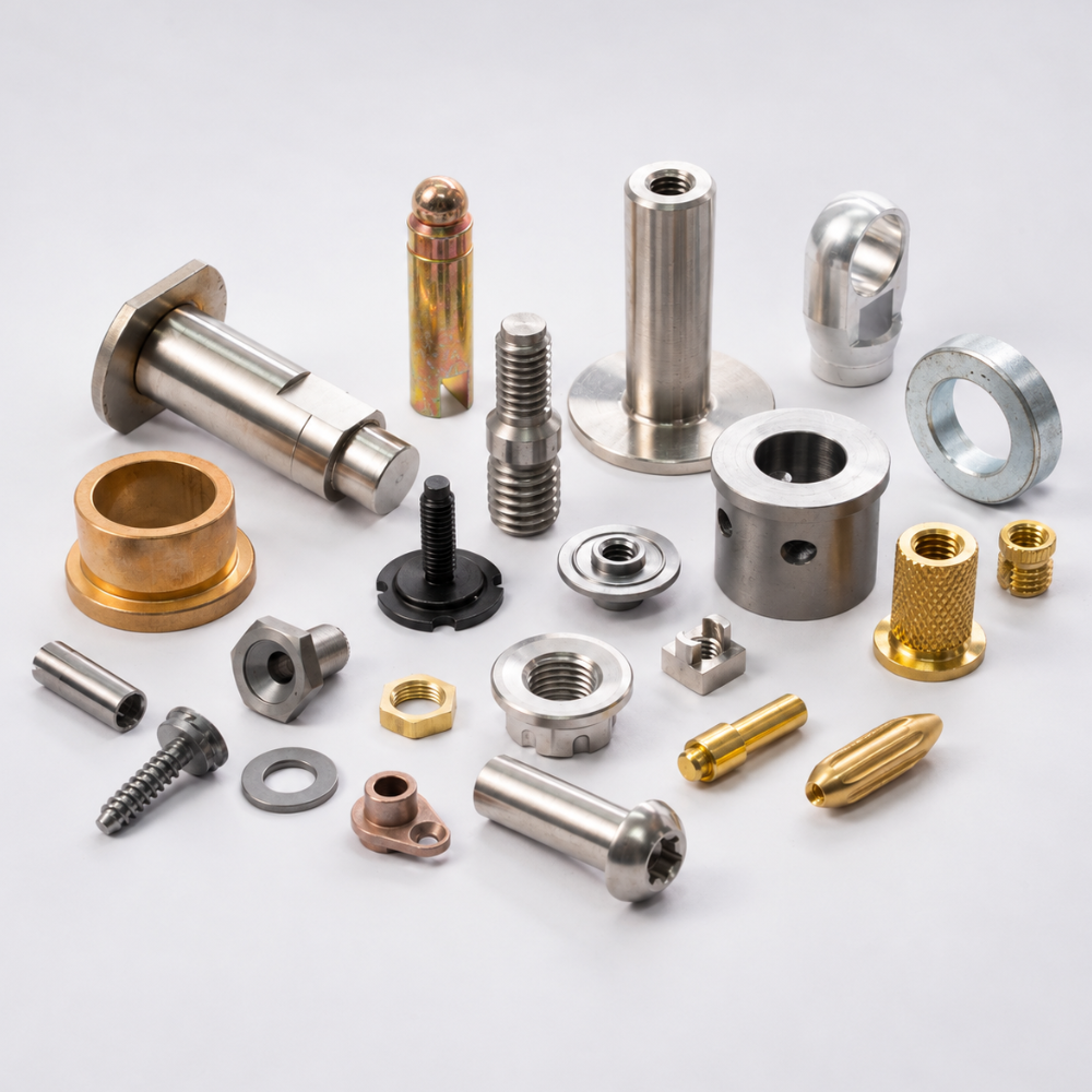 Precision-turned pins, bushings and fittings